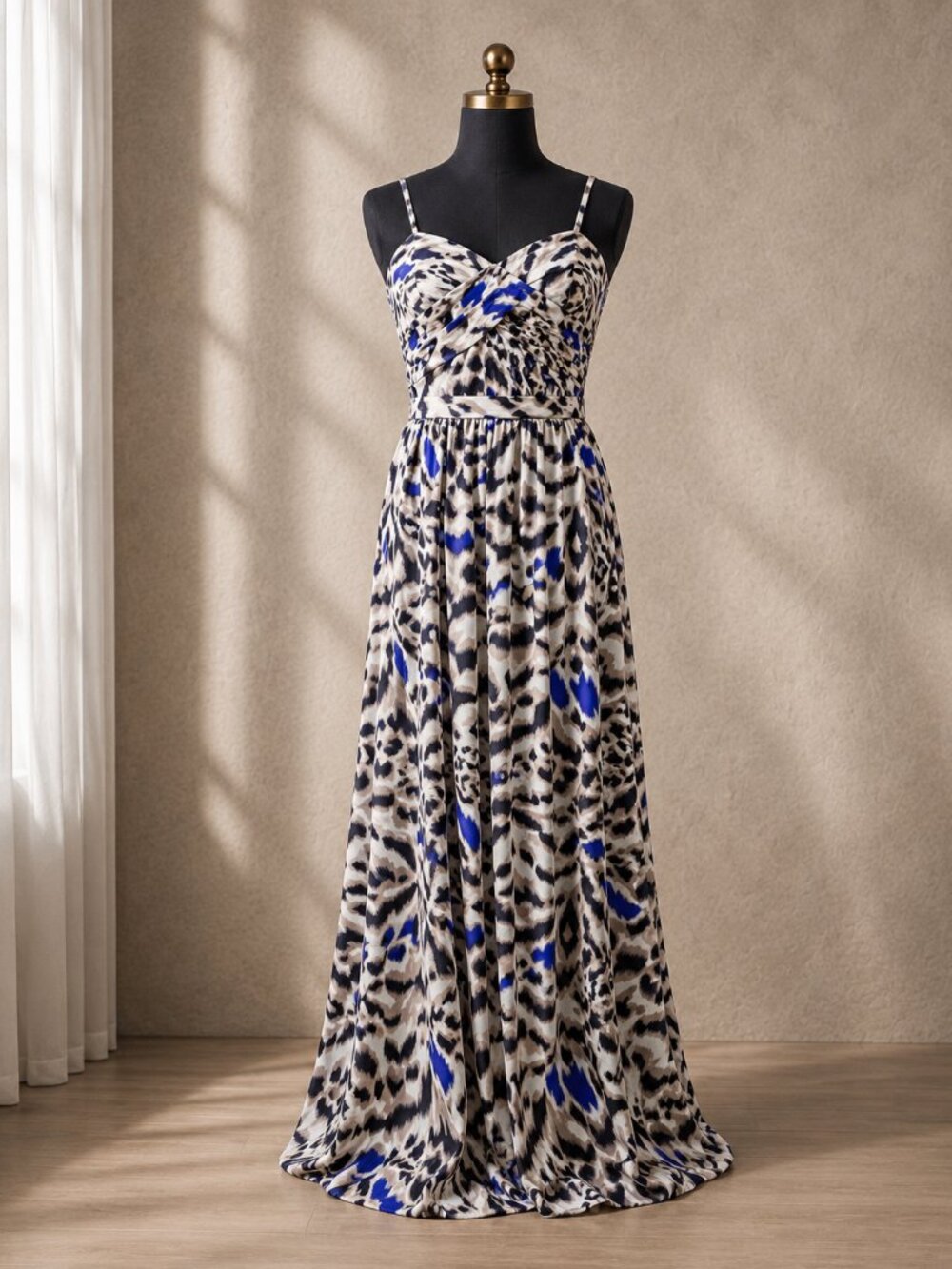 Anthro Erin Fetherston Ethereal Watercolor Animal Print Chiffon Maxi Dress 6